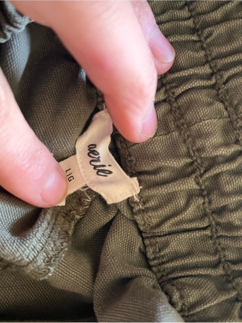aerie Olive Green High-Waist Elastic Waist Shorts - Picture 3 of 3